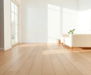 Salon z jasną drewnianą podłogą
